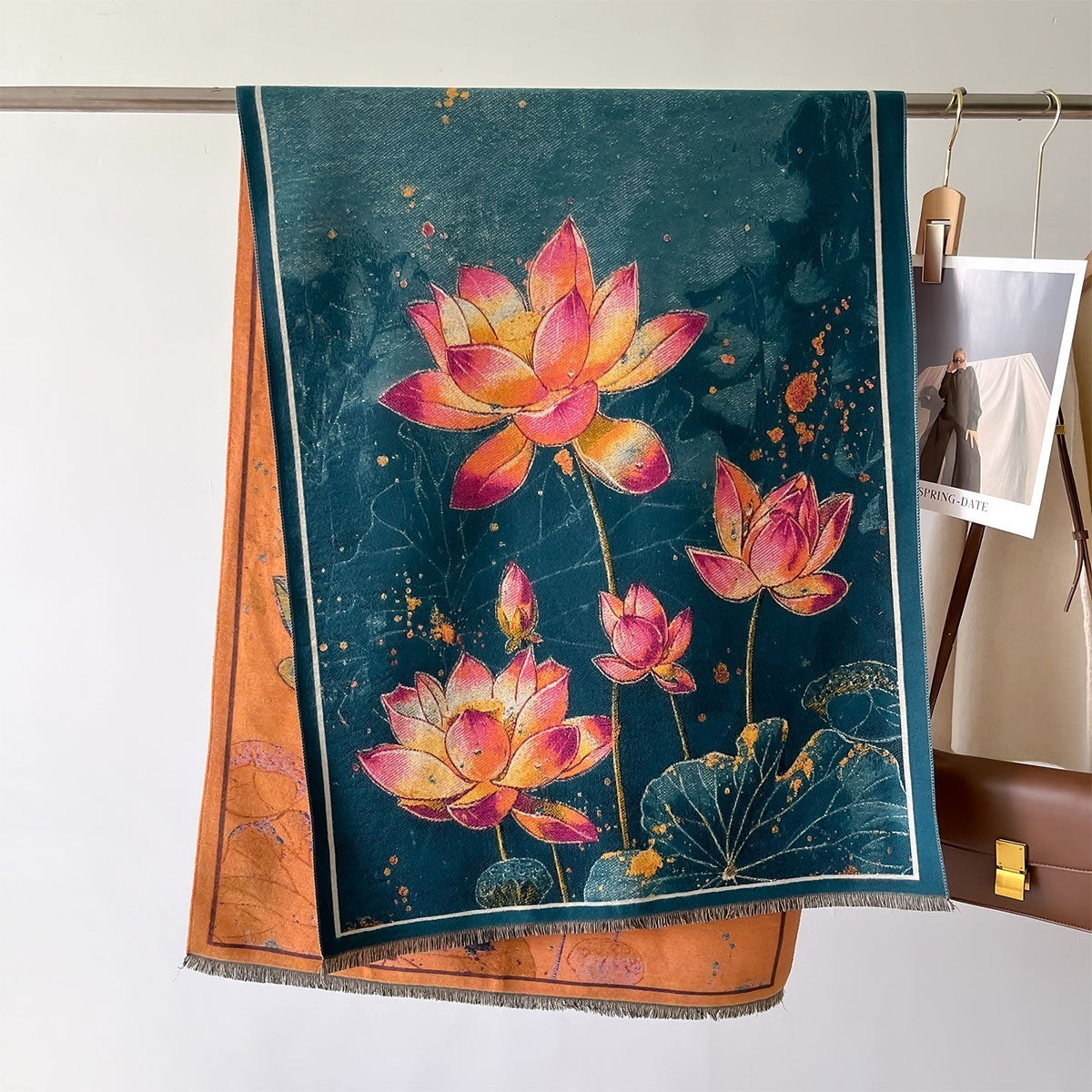 Autumn And Winter New Cashmere-like Thickened Oil Painting Jacquard Scarf