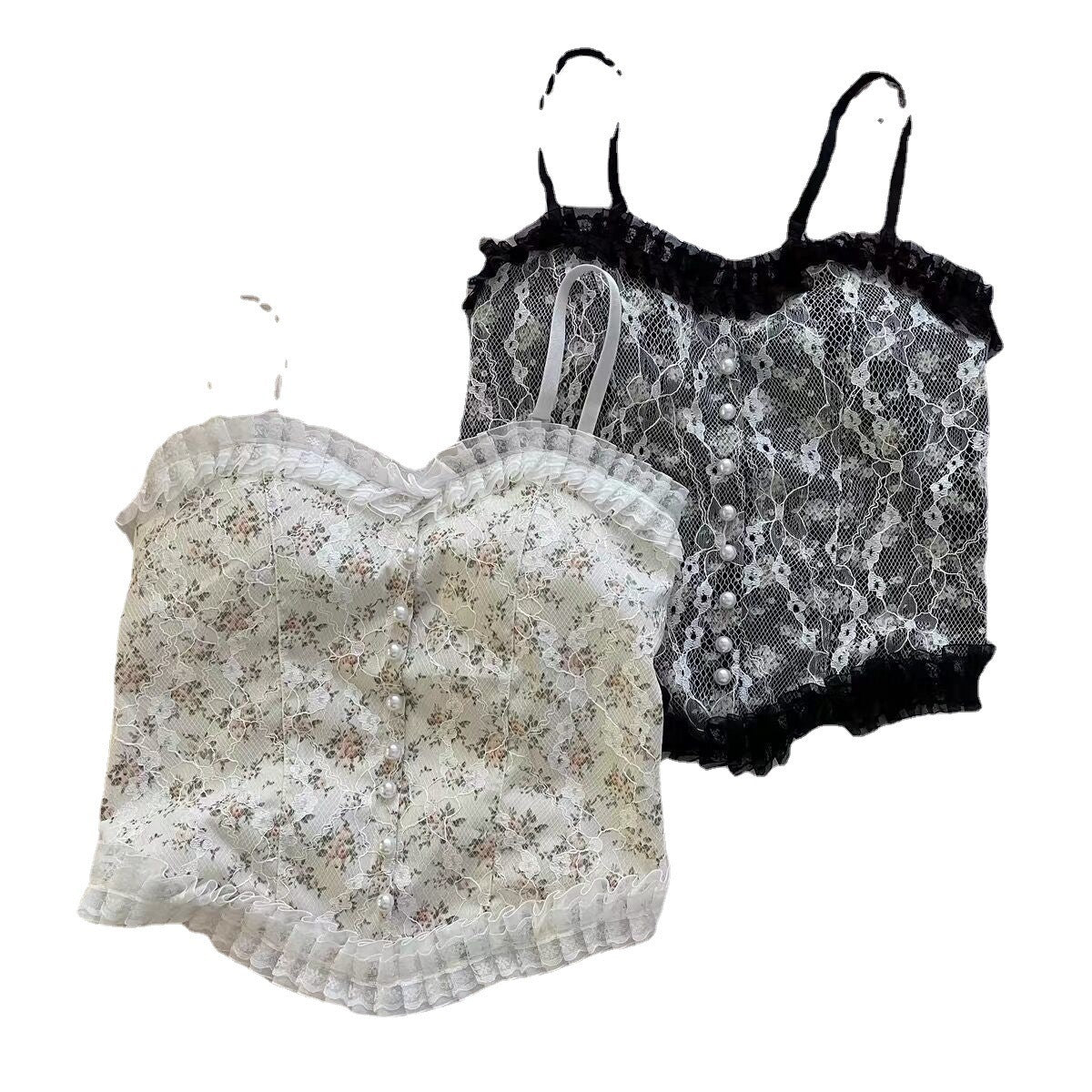 Women's Lace Sling Vest With Chest Pad Top
