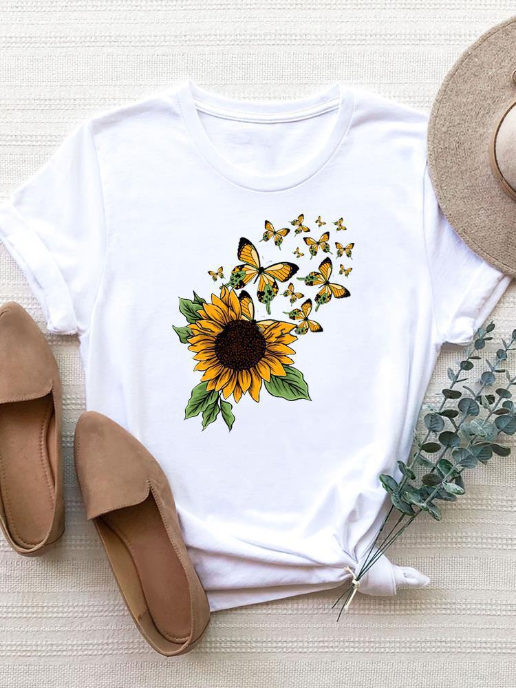 Camiseta de manga corta con estampado de moda para mujer