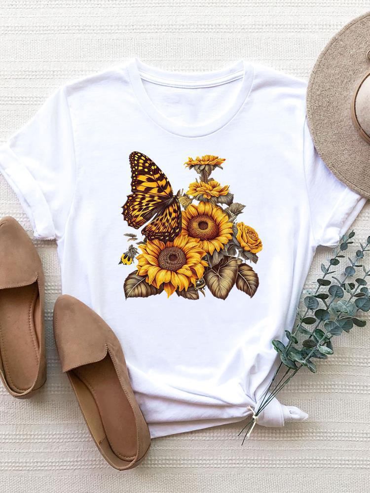 Camiseta de manga corta con estampado de moda para mujer