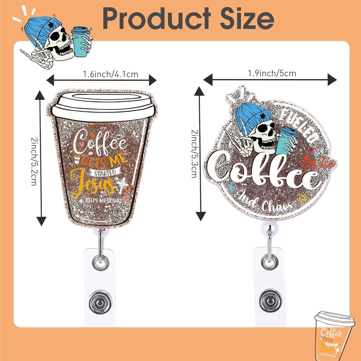 Minimalist Creative Coffee Cup Acrylic Retractable Badge Brooch