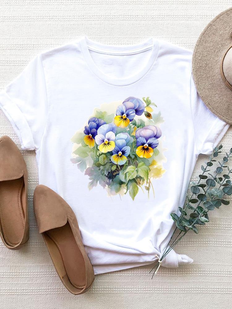 Camiseta de manga corta con estampado de moda para mujer