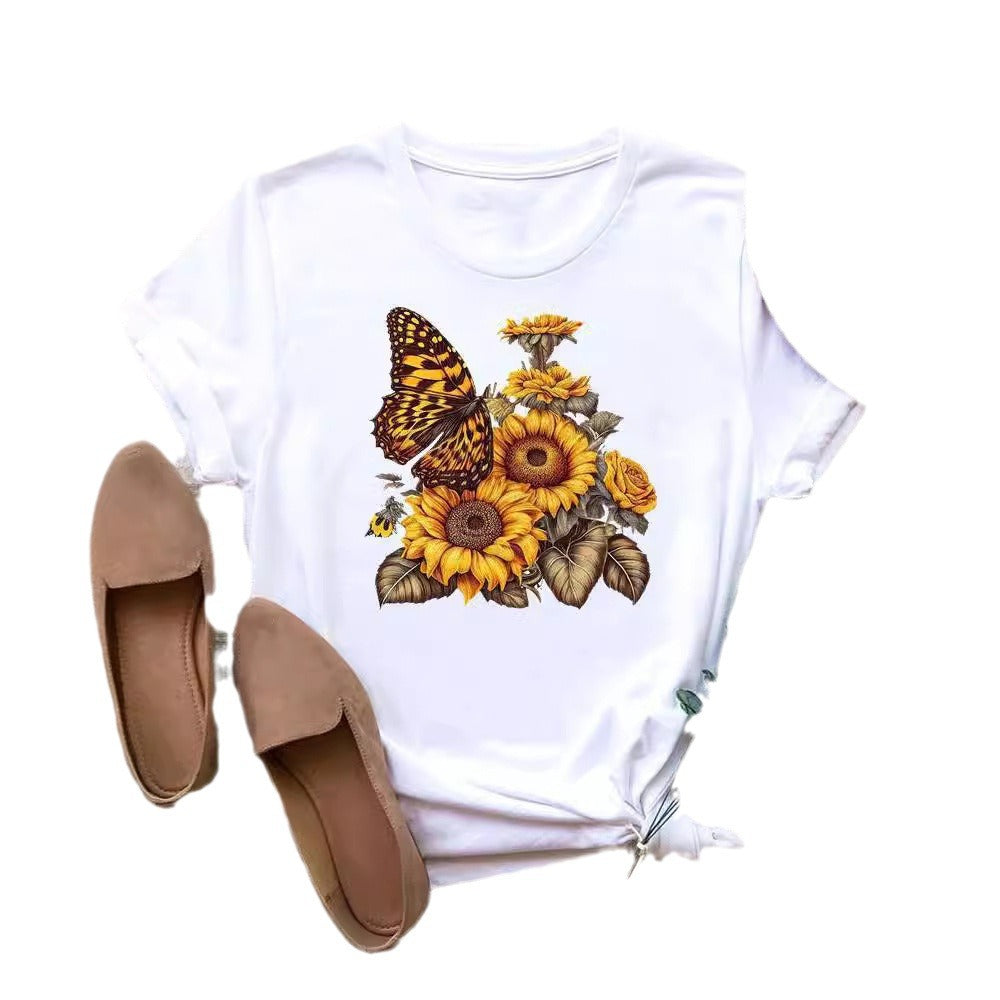 Camiseta de manga corta con estampado de moda para mujer