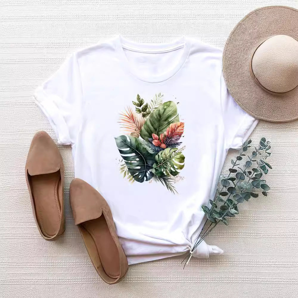 Camiseta de manga corta con estampado de moda para mujer