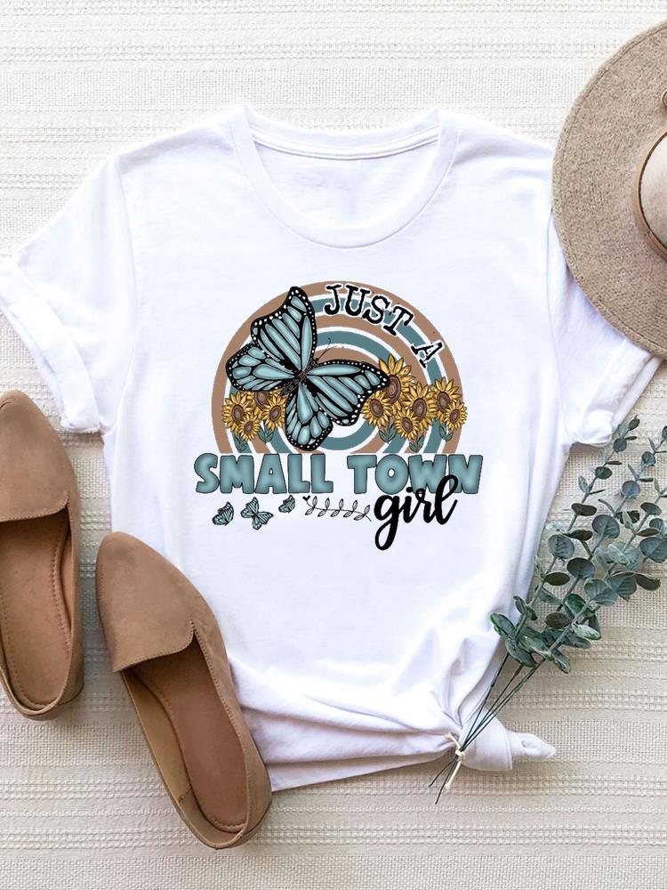 Camiseta de manga corta con estampado de moda para mujer