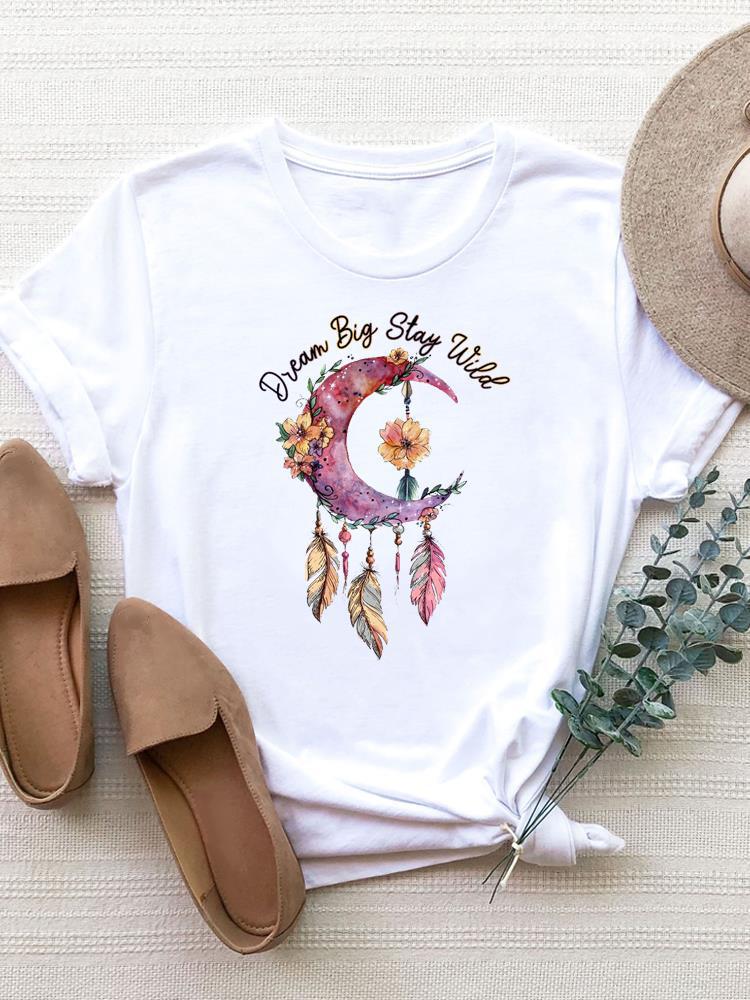 Camiseta de manga corta con estampado de moda para mujer