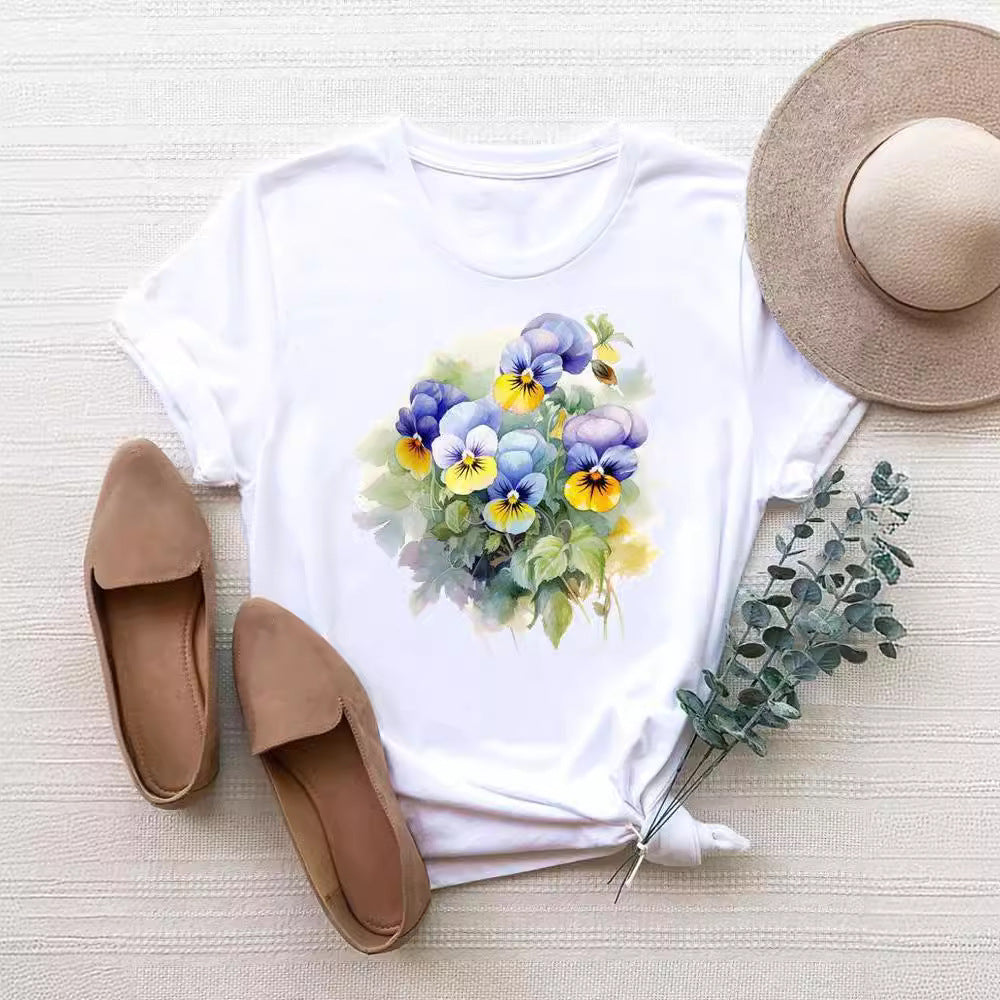 Camiseta de manga corta con estampado de moda para mujer