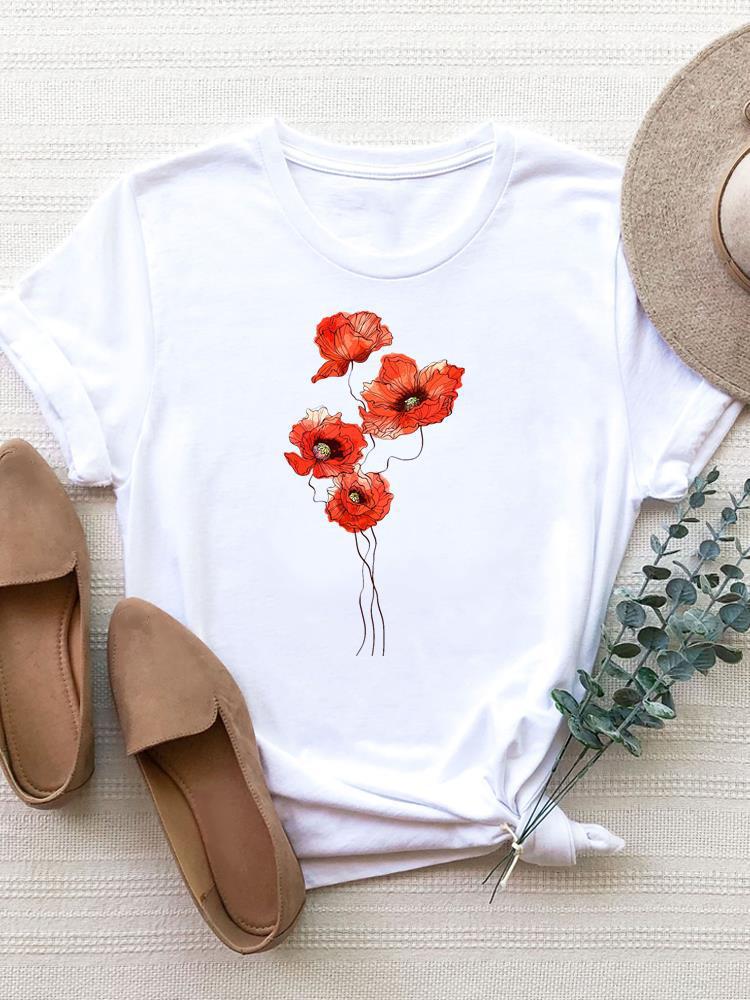 Camiseta de manga corta con estampado de moda para mujer