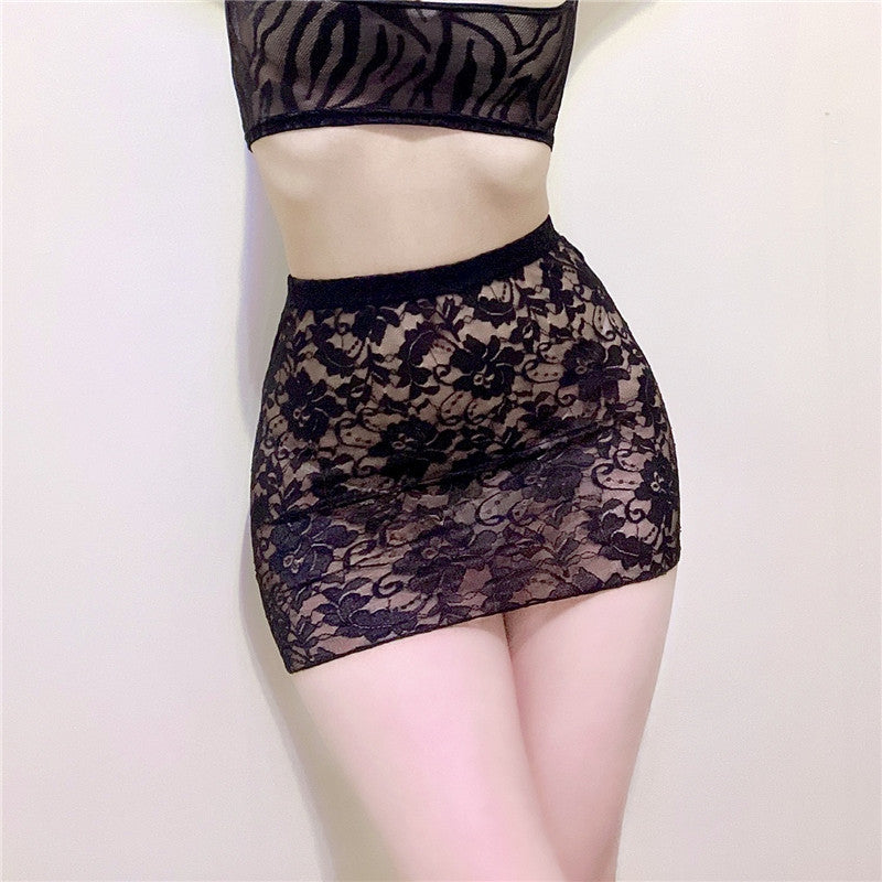 Lace Transparent Thin See Through Package Hip Skirt