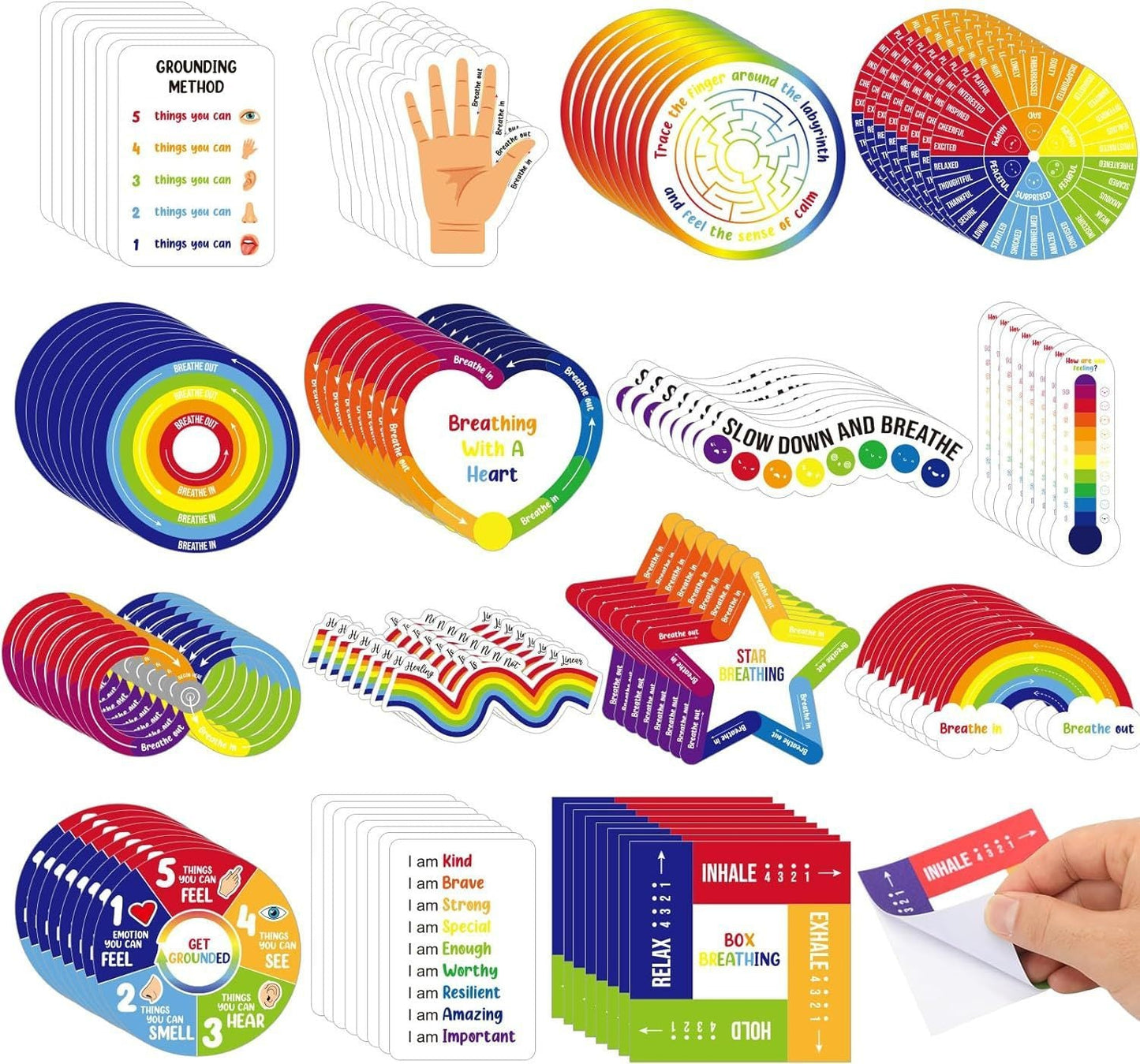 15-piece Decompression Stickers Anxiety Stripe Management Stickers Sensory Items Fingertip Stickers