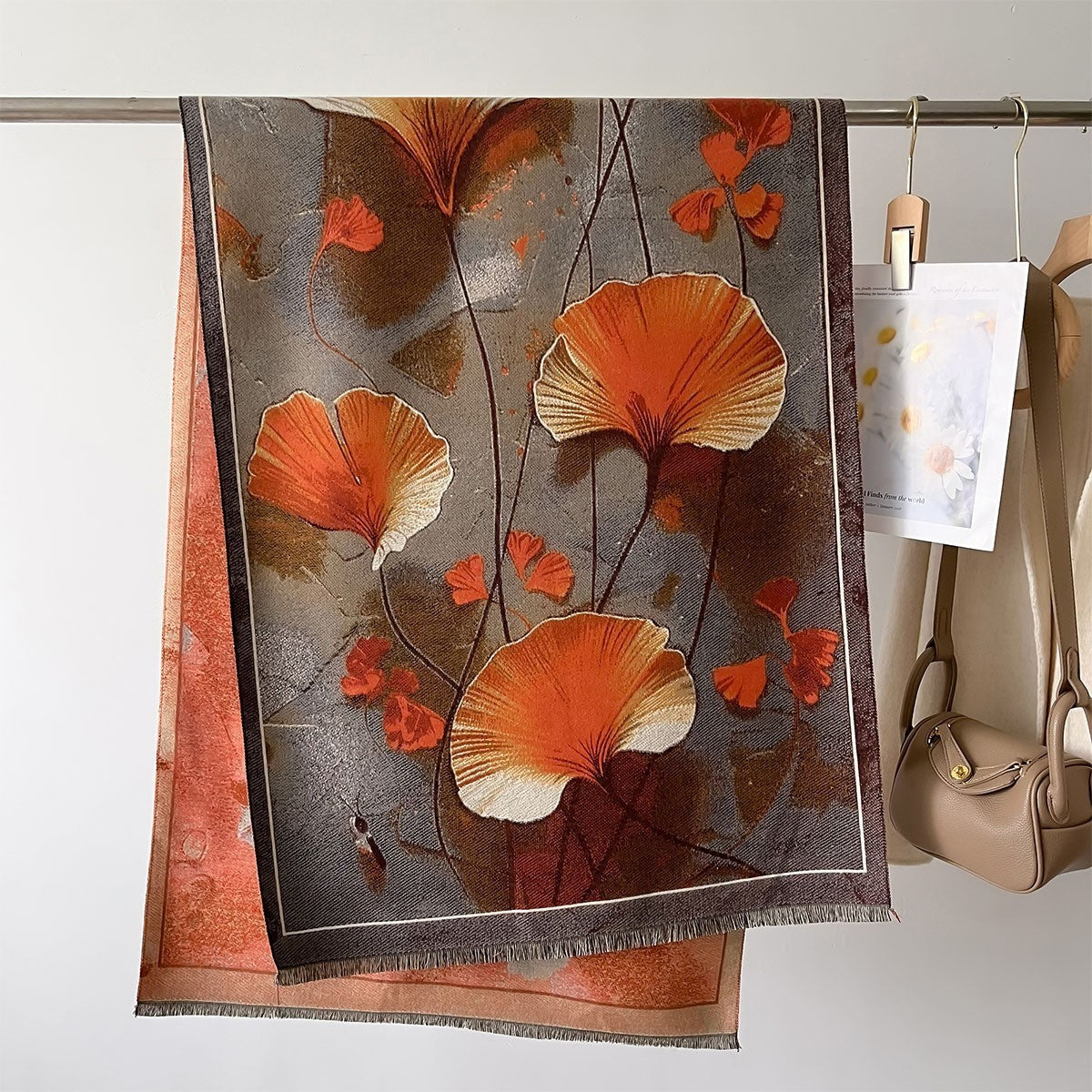 Autumn And Winter New Cashmere-like Thickened Oil Painting Jacquard Scarf