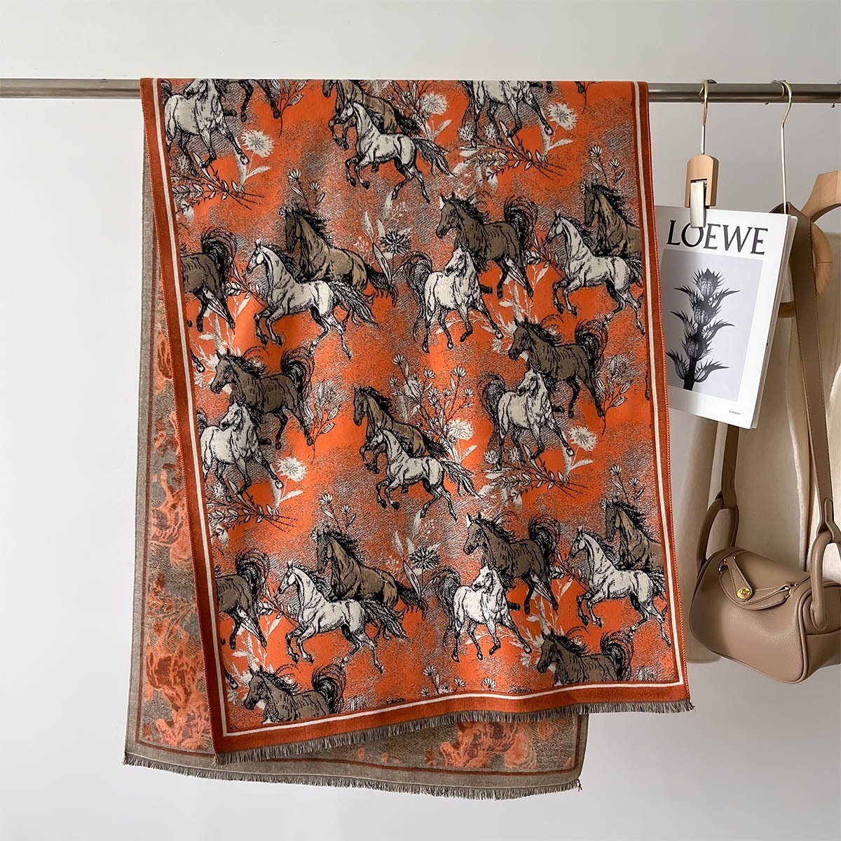 Autumn And Winter New Cashmere-like Thickened Oil Painting Jacquard Scarf