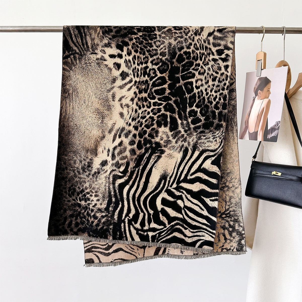 Autumn And Winter New Cashmere-like Thickened Oil Painting Jacquard Scarf