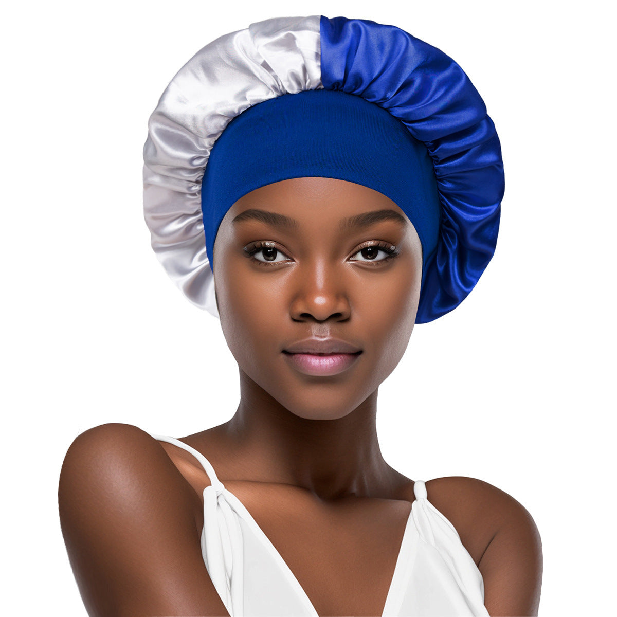 Stretch Pile Dual-color Patchwork Hair Care Wash Cap