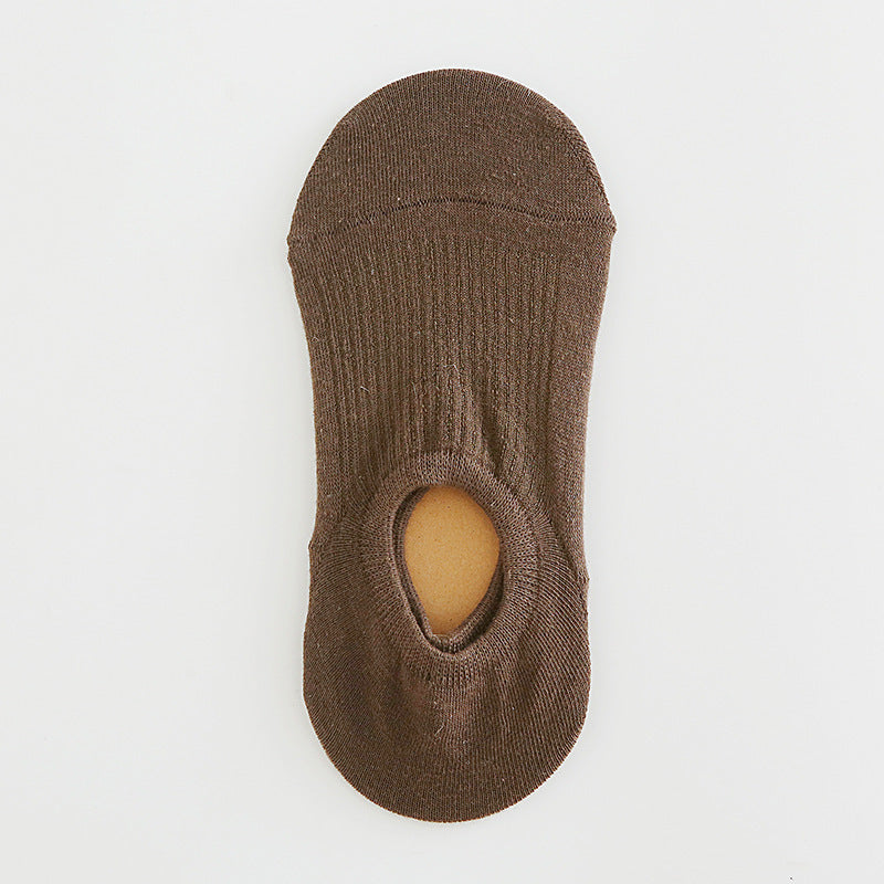 Pure Color Invisible Cotton Ladies Socks