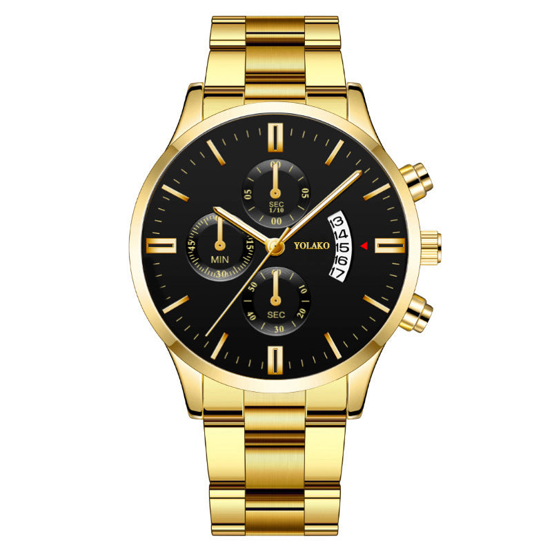 Business Fashion Three Eyes Six Hands Calendar Men's Watch