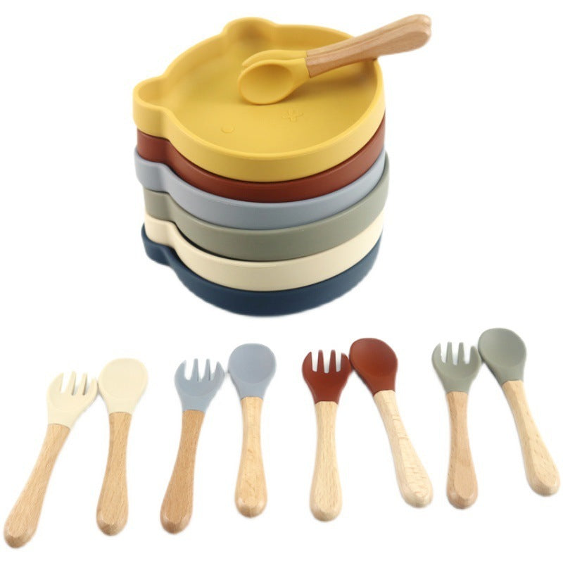 مجموعة أدوات المائدة للمكملات الغذائية من السيليكون Spork Baby Products أدوات المائدة المصنوعة من السيليكون على شكل دب