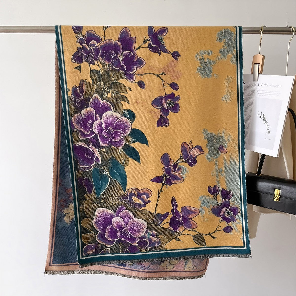 Autumn And Winter New Cashmere-like Thickened Oil Painting Jacquard Scarf
