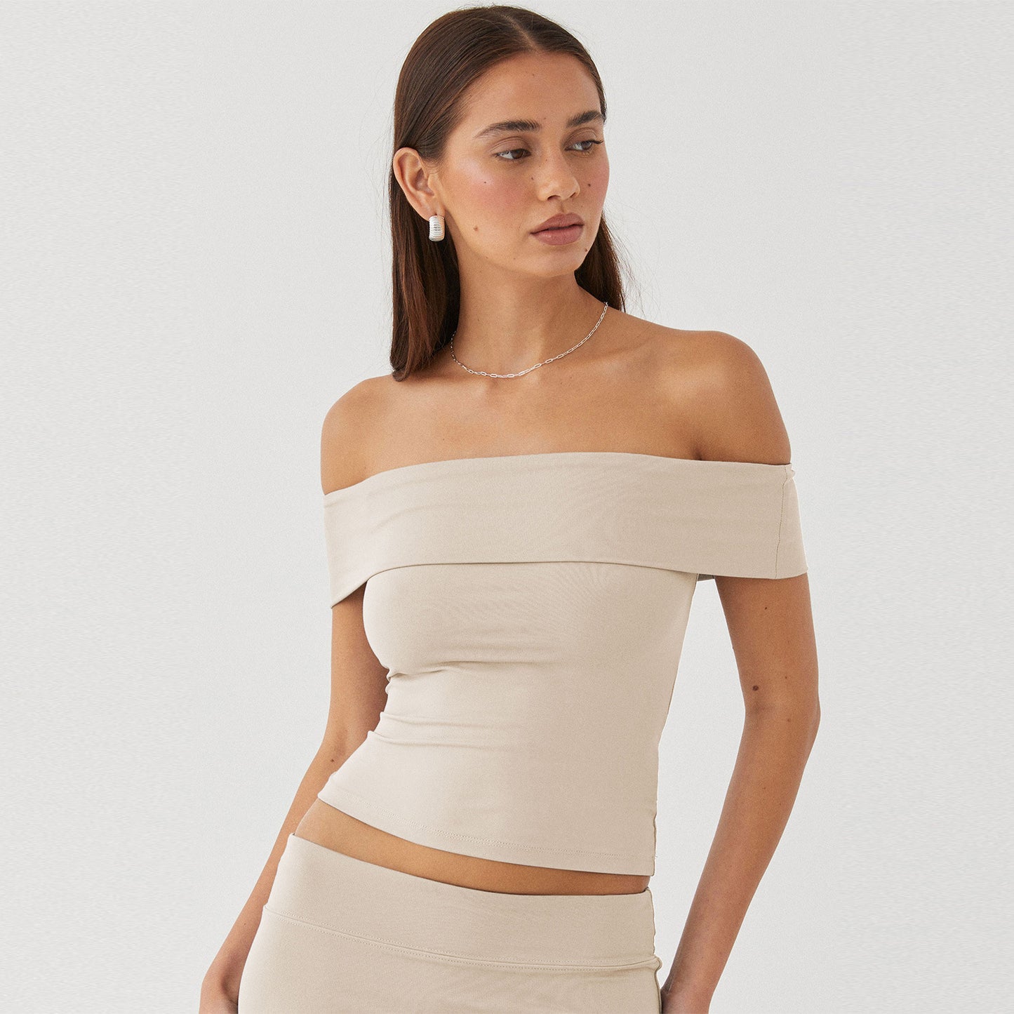Nueva camiseta sexy con escote en forma de tubo y hombros descubiertos, estilo Pure Desire para mujer