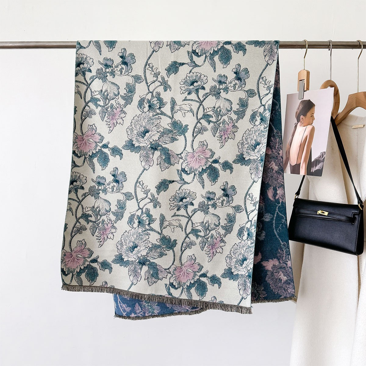 Autumn And Winter New Cashmere-like Thickened Oil Painting Jacquard Scarf