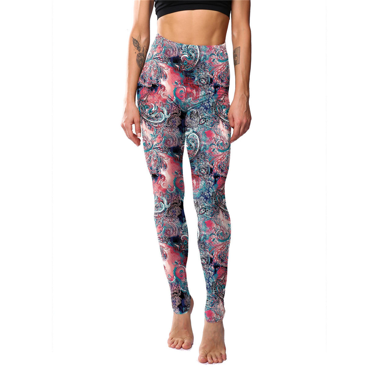 Powder Blue Paisley Print Leggings