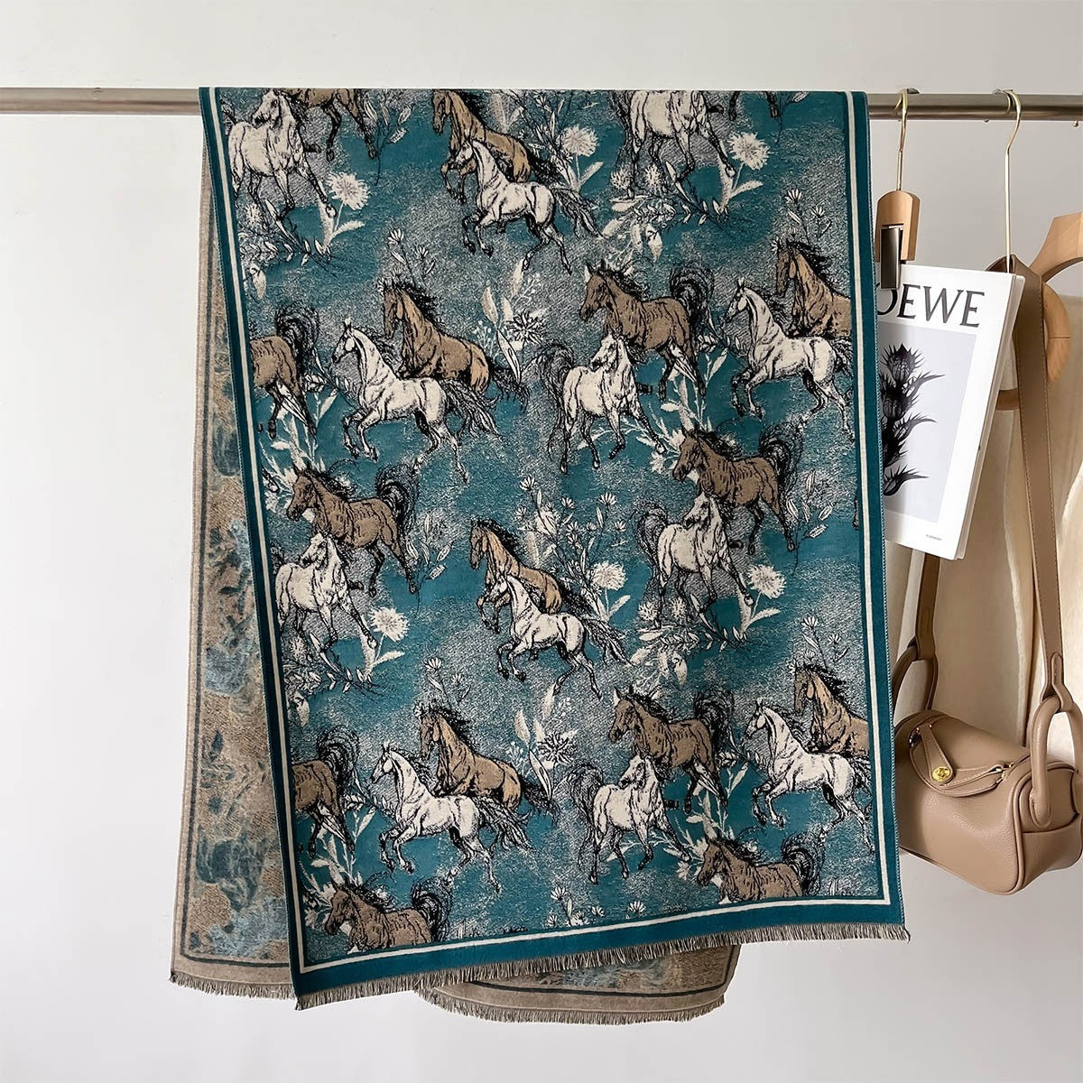 Autumn And Winter New Cashmere-like Thickened Oil Painting Jacquard Scarf