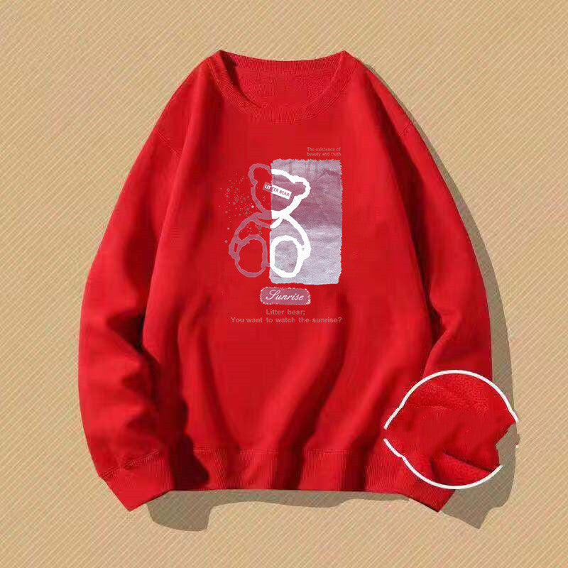 Plus Velvet Western Style Student Age Reduction Ins Super Fire Loose Embroidered Hood