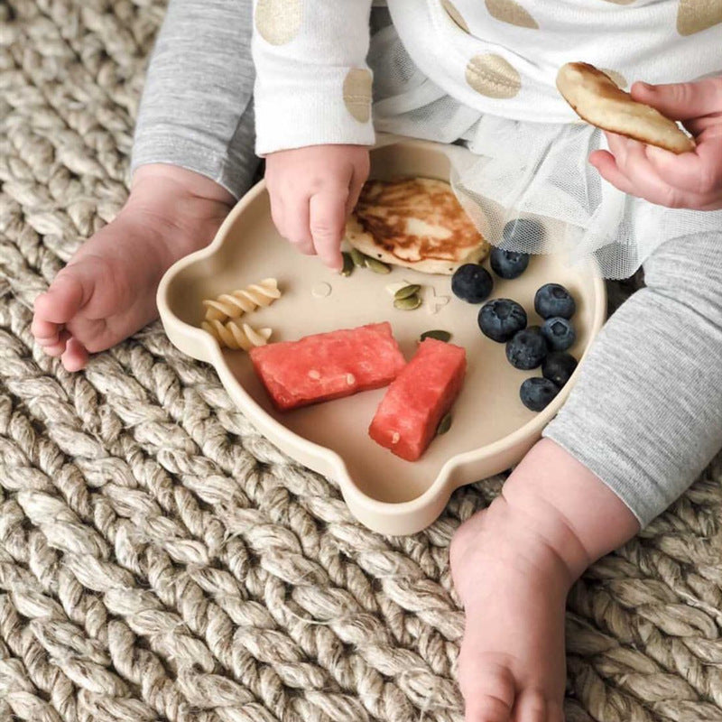 مجموعة أدوات المائدة للمكملات الغذائية من السيليكون Spork Baby Products أدوات المائدة المصنوعة من السيليكون على شكل دب