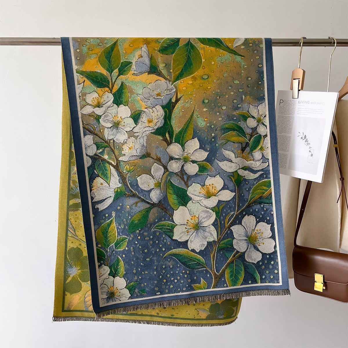Autumn And Winter New Cashmere-like Thickened Oil Painting Jacquard Scarf