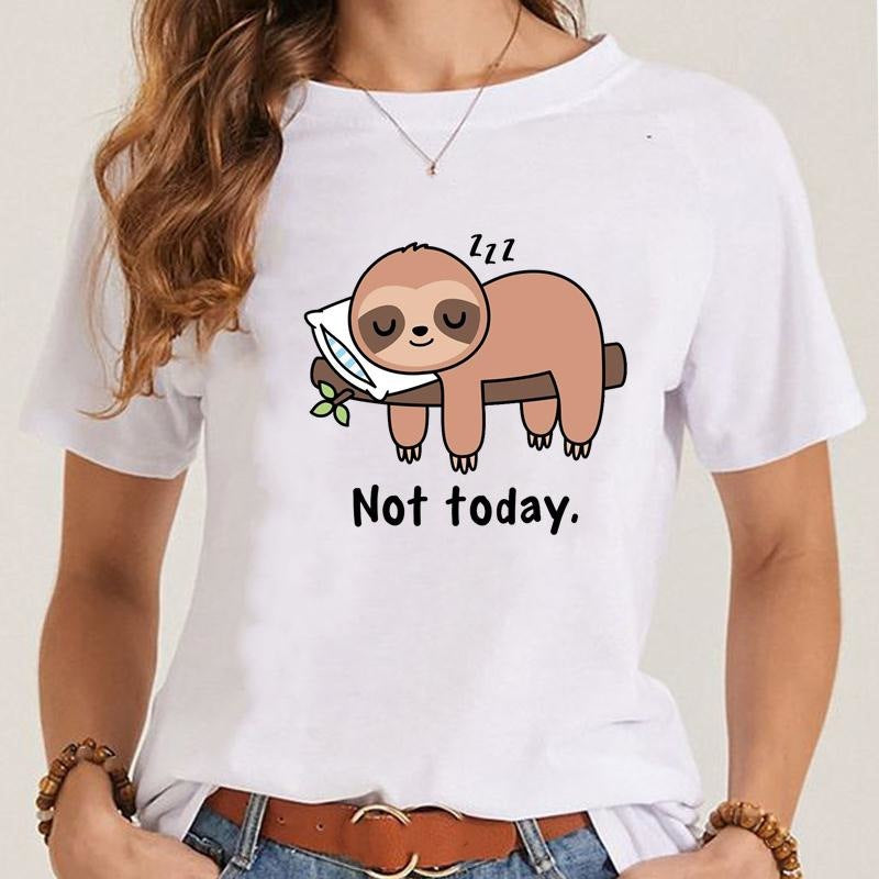 Women's Fashionable Simple Printed Short-sleeved T-shirt