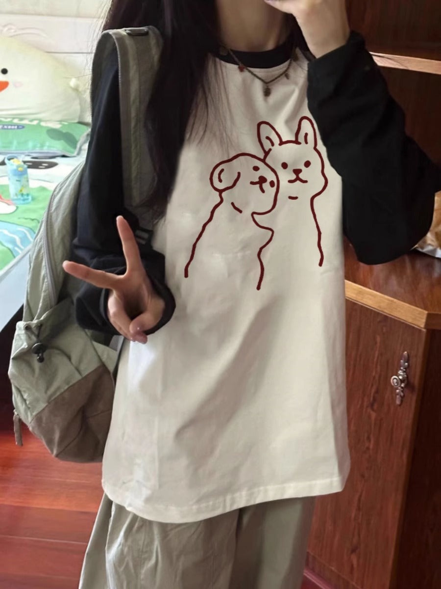Round-neck Non-hoodie Sweater Women's Thin Loose Korean Style Idle Style