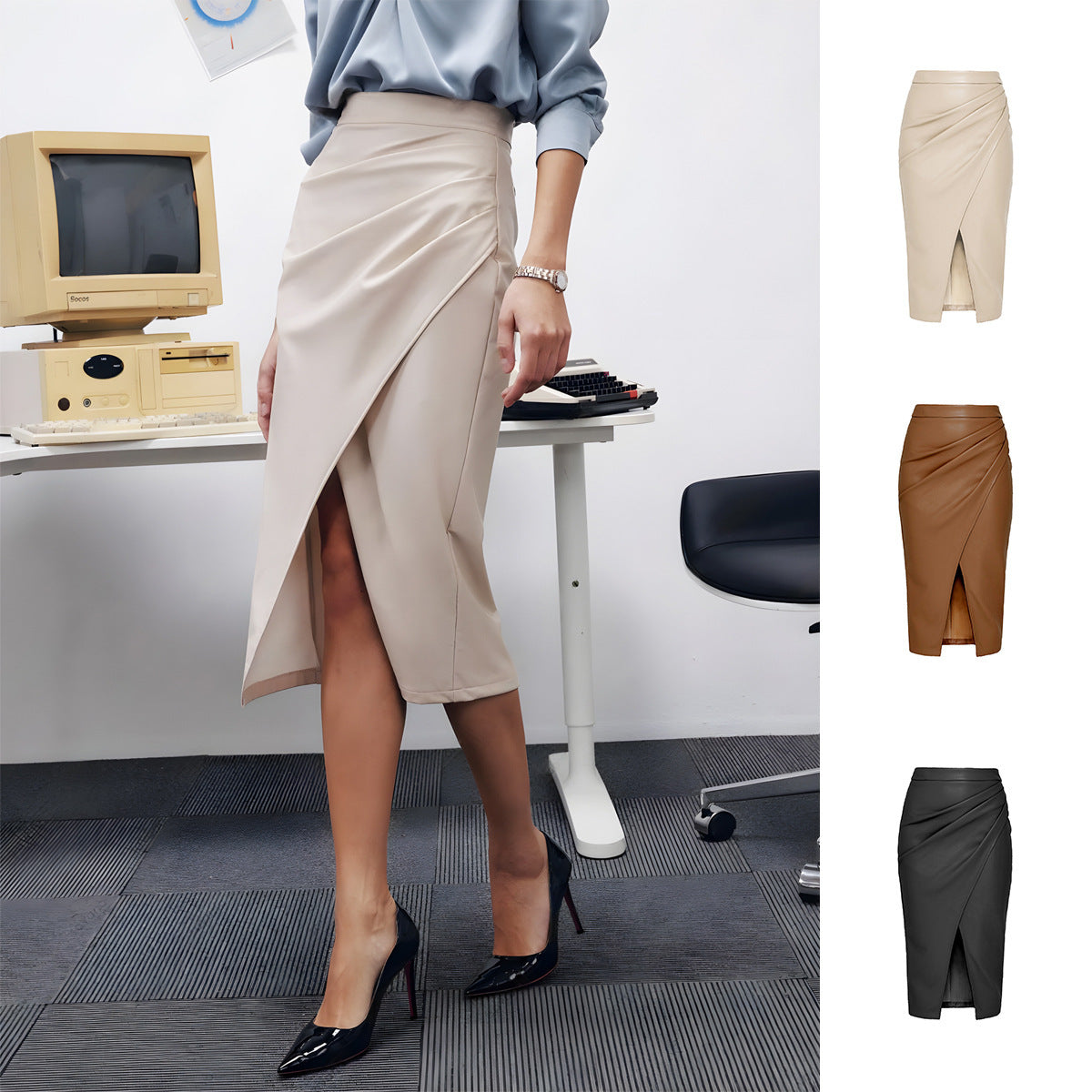 تنورة جلدية بقصّة Slim Fit وخصر مرتفع ومناسبة للتخسيس