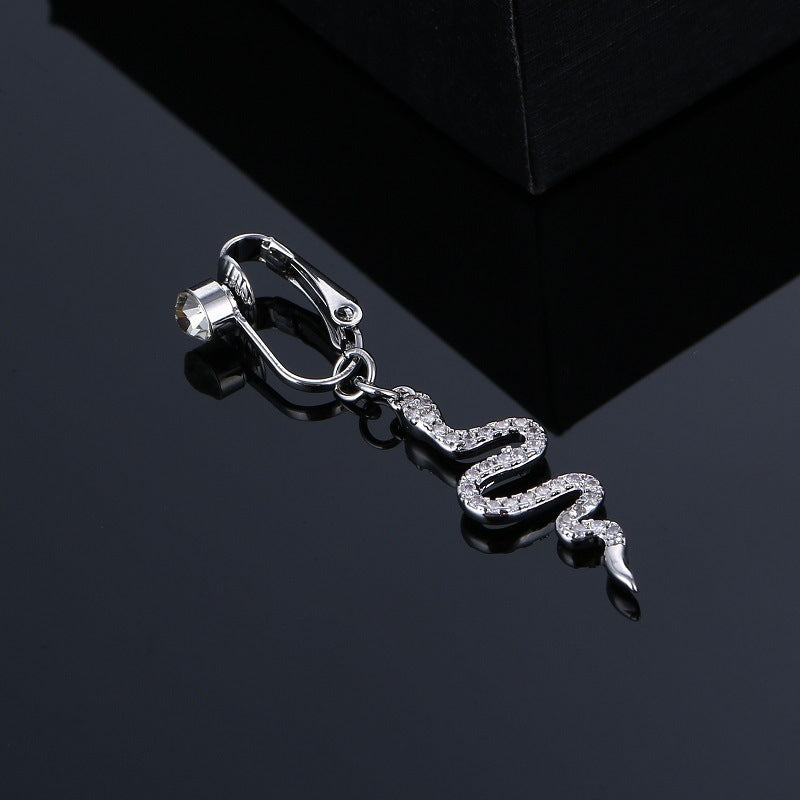 Non-perforated Snake-shaped Navel Stud Zircon