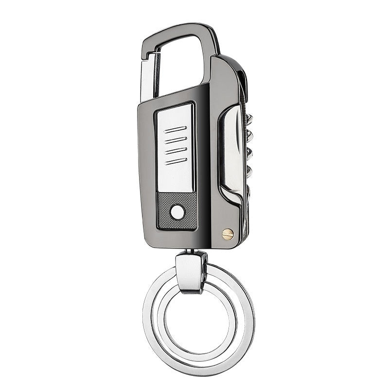 سلسلة مفاتيح متعددة الوظائف مع ولاعة سجائر قابلة للشحن عبر USB