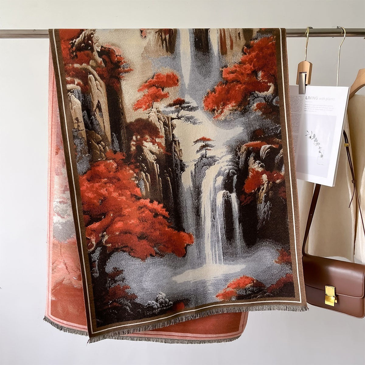 Autumn And Winter New Cashmere-like Thickened Oil Painting Jacquard Scarf