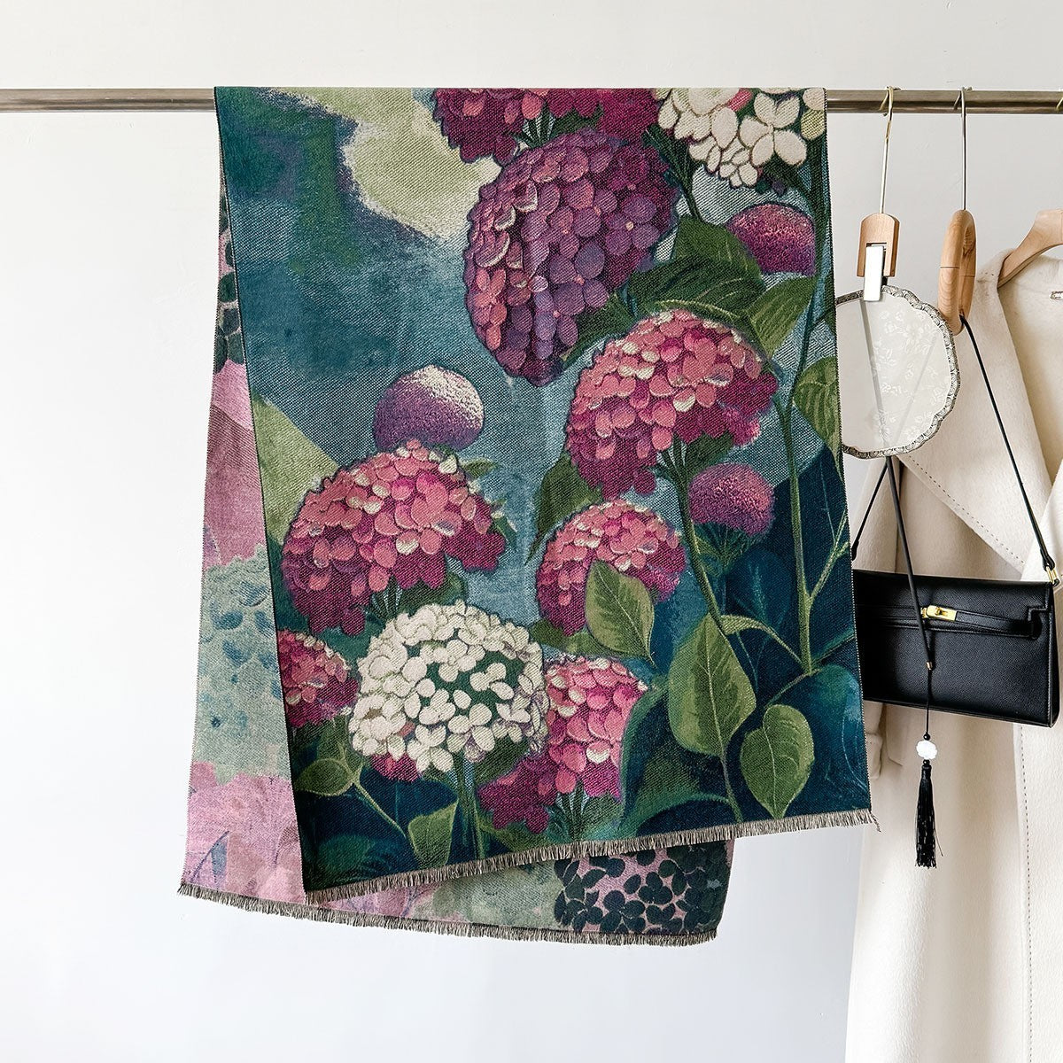 Autumn And Winter New Cashmere-like Thickened Oil Painting Jacquard Scarf