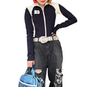 Locomotive Style Hot Girl Trendy Black And White Color Contrast Patchwork Polo Collar Jacket