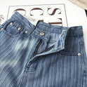 Women's Loose High Waist Straight Vertical Jeans