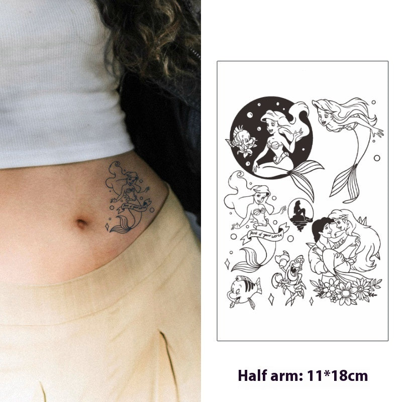 Half Sleeve Herbal Tattoo Sticker Juice Cute Cartoon Character Lasting Non-reflective