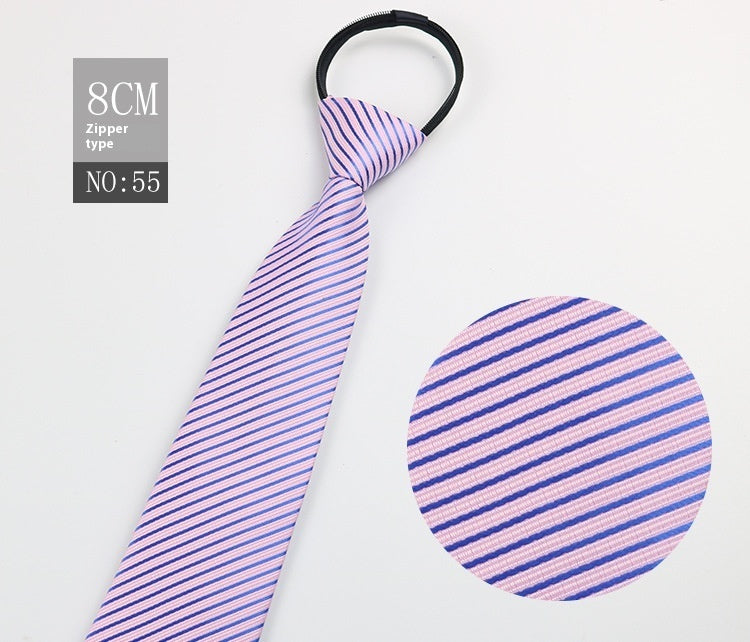 Black Men's Tie Striped Blue Business Tie Lazy Zip Tie In Stock Wholesale Pull Peels