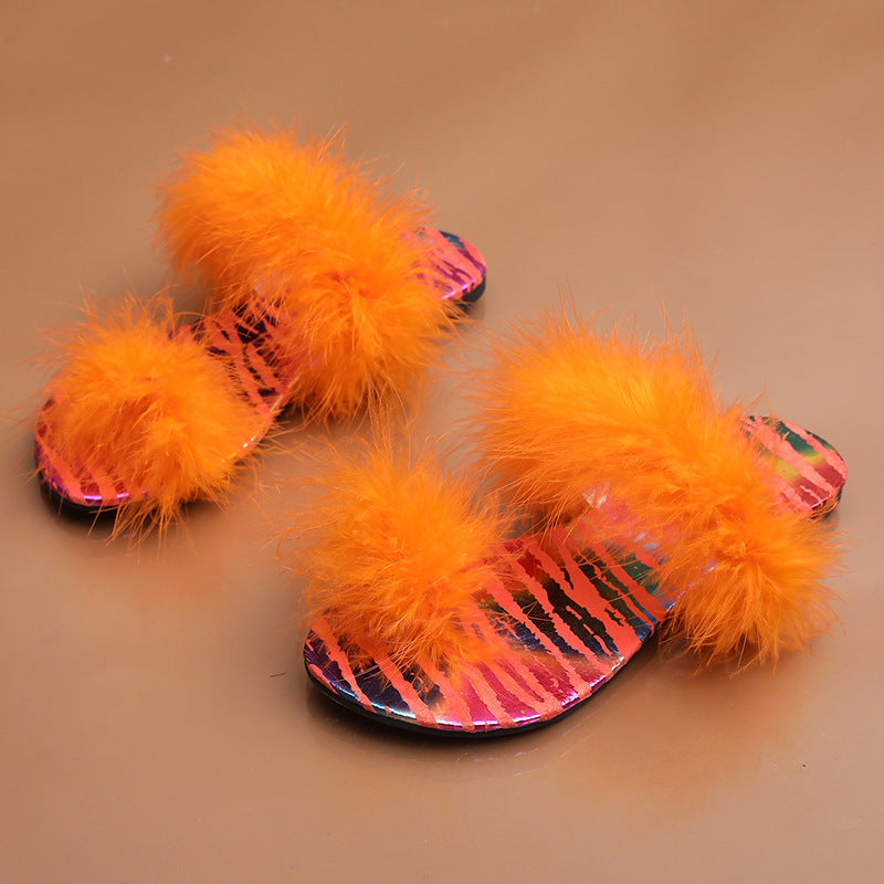 Clip Toe Candy-colored Fairy Wind Word Fashion Slippers