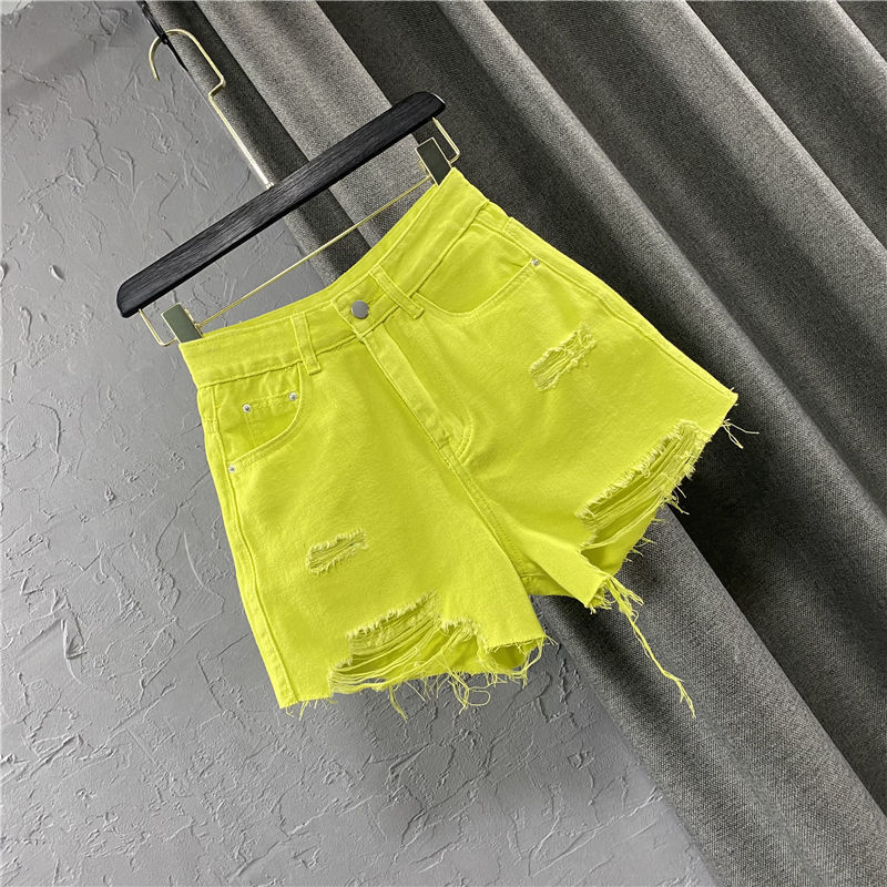 Ripped Denim Shorts Women's Fashion High Waist Loose Hot Pants