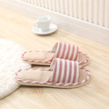 Striped Linen Four Seasons Indoor Slippers Cotton Linen Couple Non Slip Soft Bottom Home Wooden Floor Slippers