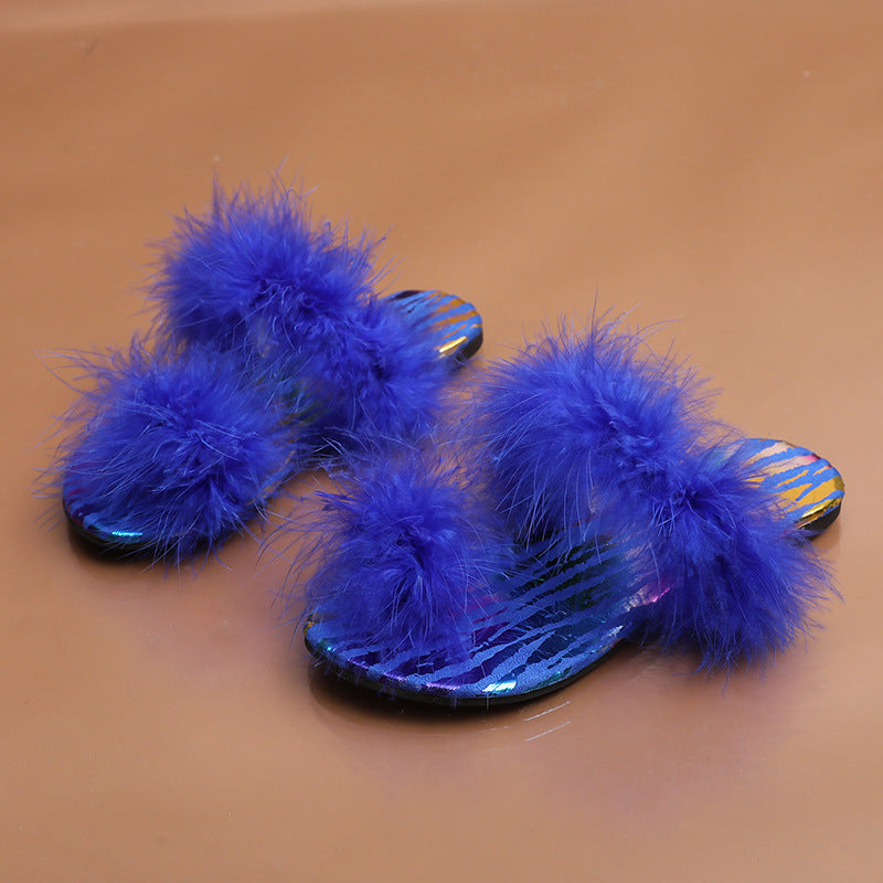 Clip Toe Candy-colored Fairy Wind Word Fashion Slippers