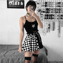 Dark Girl Color Contrast Plaid Stitching Skirt Sexy High Waist Skirt