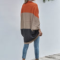 Fashion Color-block Knitted Cardigan Sweater Coat