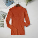 Solid Color Pit Strip Knit Pullover Half Turtleneck Sweater Bottoming Shirt