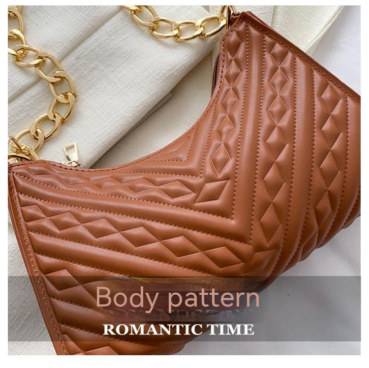 Pleated Chain Baguette Shoulder Underarm Bag