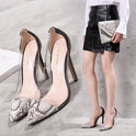 Snake Pattern Stitching Transparent Plastic Stiletto Shoes