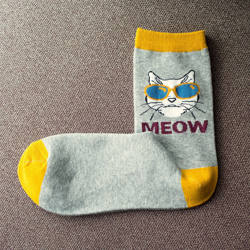 Men's Socks With Cat Head In Sunglasses